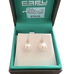 Effy Diamond Gold Pearl Earrings